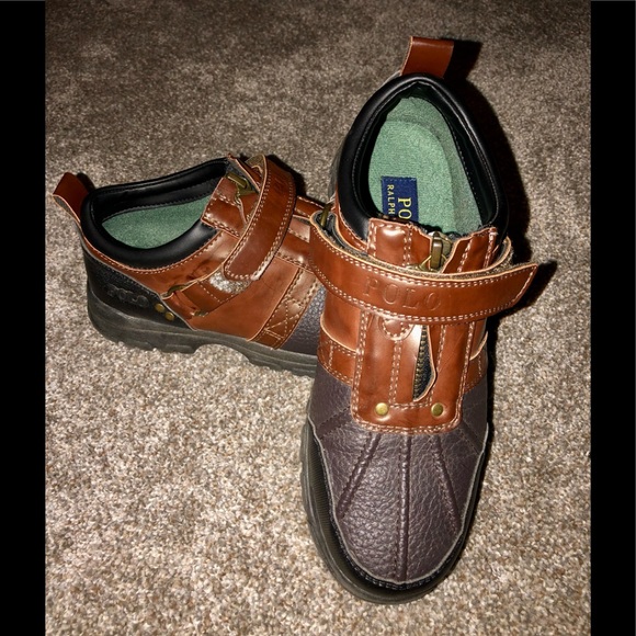 Polo by Ralph Lauren Shoes | Polo Ralph Lauren Kewzip II Tan Leather Duck Low Boots Zip Shoes Size 4 | Color: Black/Brown | Size: 4bb | Jomama202's
